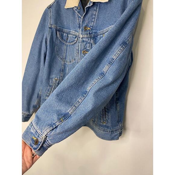 Women Vintage Lee Dungarees Lined Button Up Jean Jacket Med Chore Coat Country - Picture 5 of 16